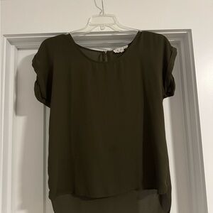Pink Rose Dark Olive Blouse